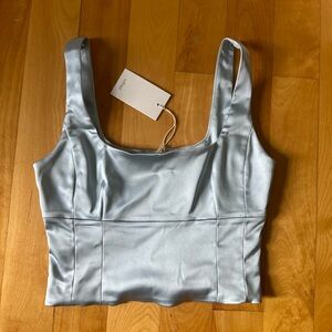 NWT Wilfred Satin Blue Bustier Tank Top